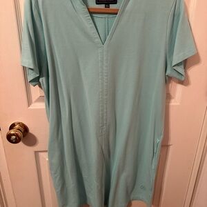 Seafoam Green Vee Neck Dress with Pockets